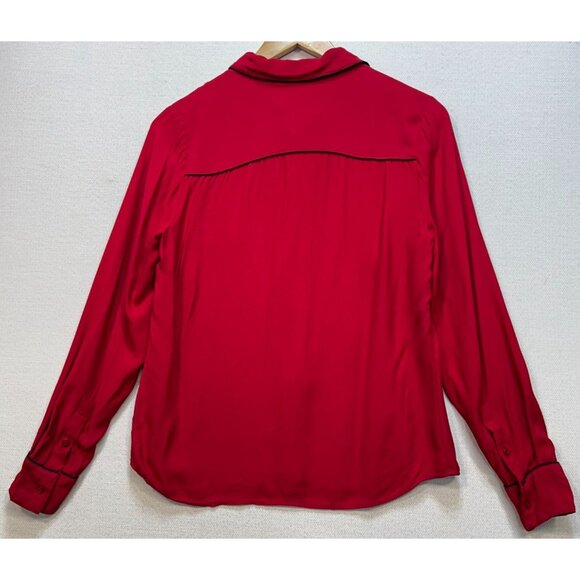 Brooks Brothers Women's Fleece Button Up Shirt Long Sleeve Size 6 Red Pocket - Picture 2 of 13